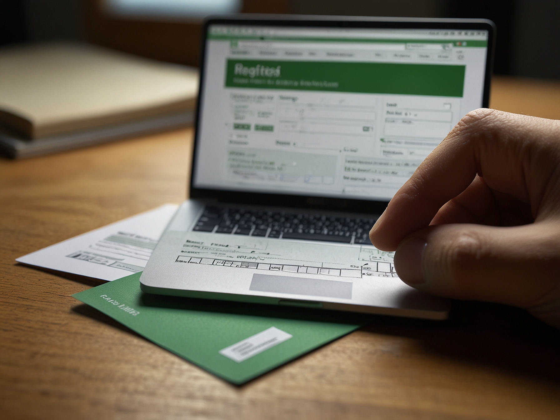 Formulario de registro en pantalla