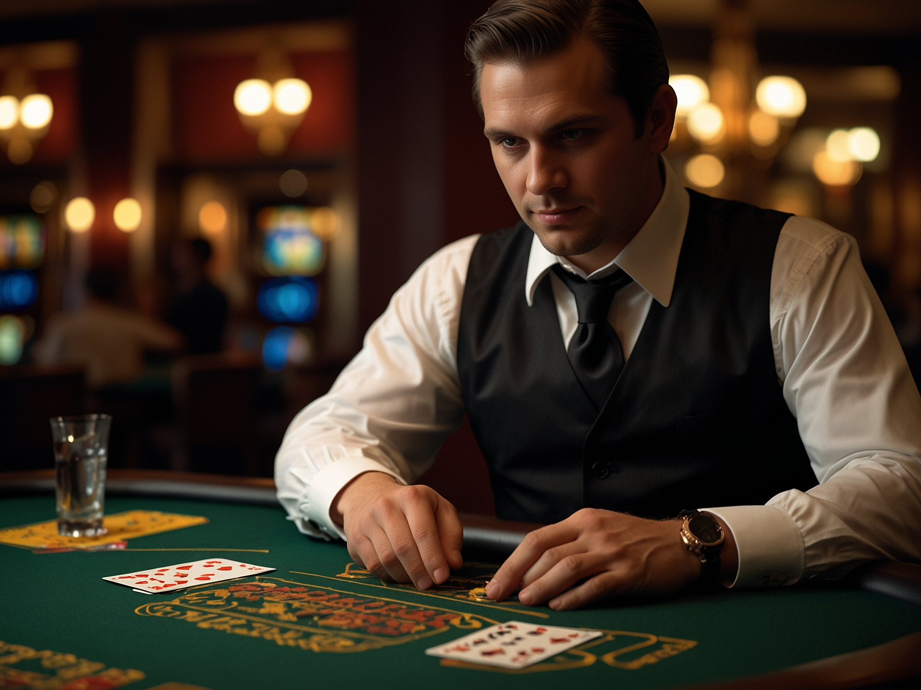Mesa de casino en vivo con crupier